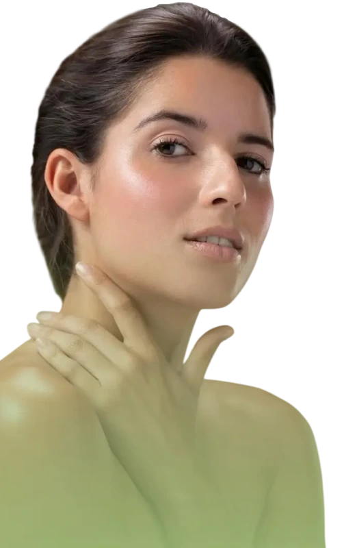 Modelo de medicina estética de Ambrosía con piel luminosa y saludable.